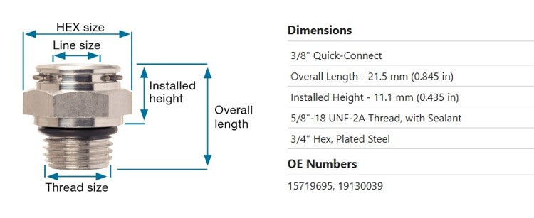 Transmission Cooler Adapter Fitting - Quick Connect